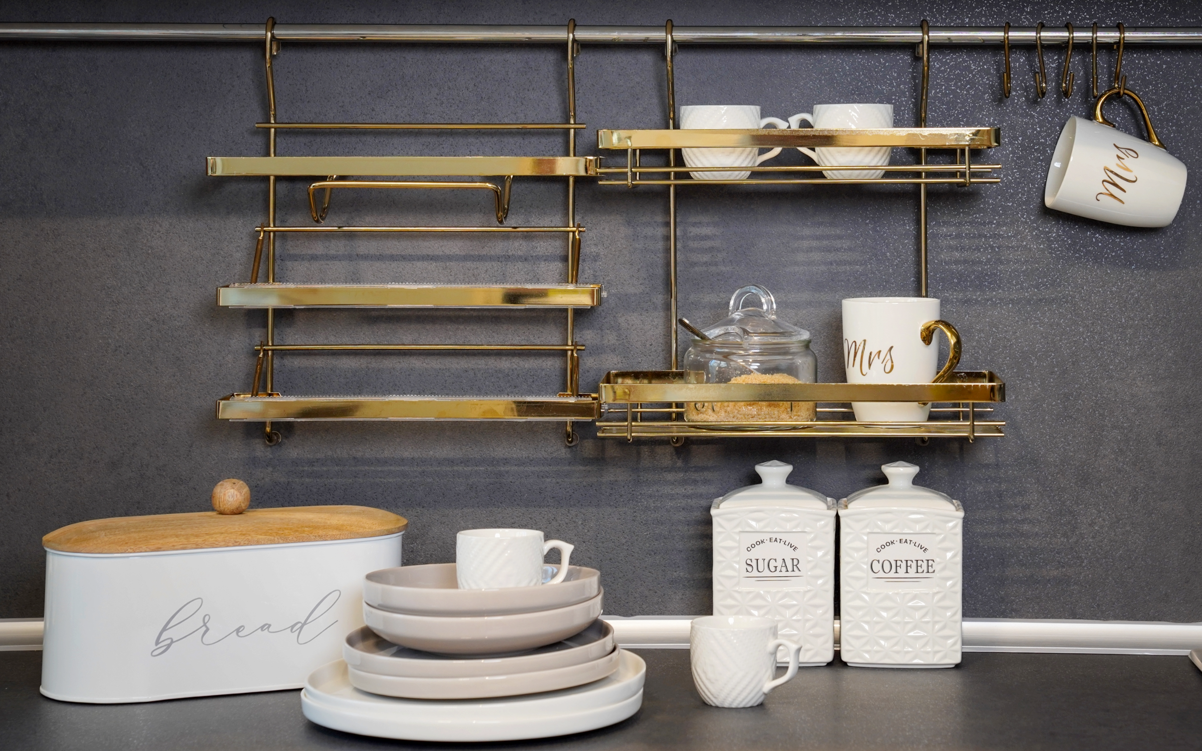 Set of 2 shelves M6061-70, golden  2